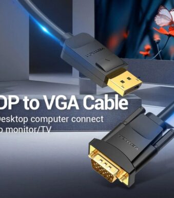 Cable Conversor Vention HBLBG/ Displayport Macho - VGA Macho/ 1.5m/ Negro