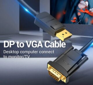 Cable Conversor Vention HBLBH/ Displayport Macho - VGA Macho/ 2m/ Negro
