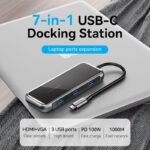 Docking USB Tipo-C Vention TFKHB/ 1xHDMI 4K/ 3xUSB/ 1xRJ45/ 1xVGA/ 1xUSB Tipo-C PD/ Gris