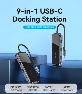 Docking USB Tipo-C Vention TFLHB/ 1xHDMI 4K/ 3xUSB/ 1xRJ45/ 1xLector de Tarjetas/ 1xTRRS 3.5/ 1xUSB Tipo-C PD/ Gris