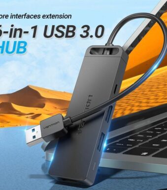 Docking USB 3.0 Vention CHVBB/ 3xUSB/ 1xMicroUSB PD/ 1xLector Tarjetas/ Negro