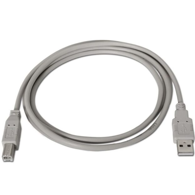 Cable USB 2.0 Impresora Aisens A101-0004/ USB Tipo-B Macho - USB Macho/ Hasta 2.5W/ 60Mbps/ 4.5m/ Beige
