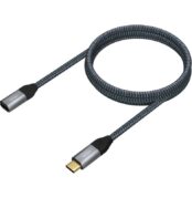 Cable Alargador USB 3.2 Tipo-C Aisens A107-0635 20GBPS 5A 100W/ USB Tipo-C Macho - USB Tipo-C Hembra/ Hasta 100W/ 2500Mbps/ 1m/ Gris