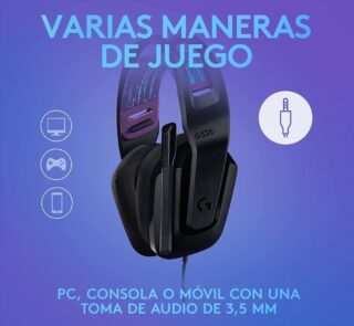 Auriculares Gaming con Micrófono Logitech G335/ Jack 3.5/ Negros