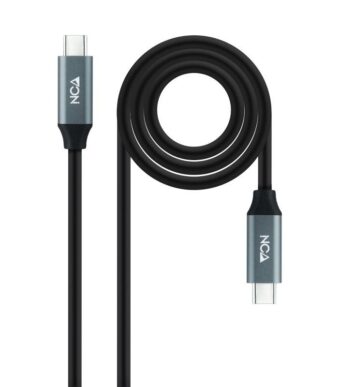 Cable USB 3.2 Nanocable 10.01.4301 5A 100W/ USB Tipo-C Macho - USB Tipo-C Macho/ 1m/ Gris y Negro