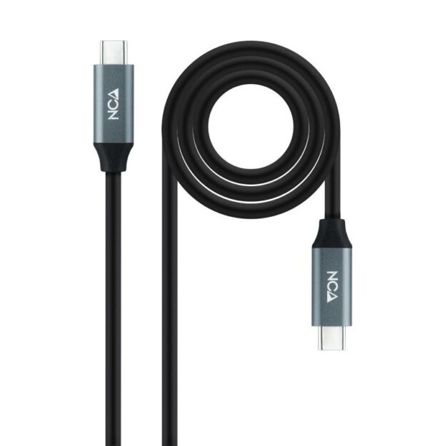 Cable USB 3.2 Nanocable 10.01.4301 5A 100W/ USB Tipo-C Macho - USB Tipo-C Macho/ 1m/ Gris y Negro