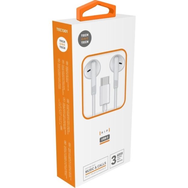 Auriculares Intrauditivos Tech One Tech earTECH TEC1301/ con Micrófono/ USB Tipo-C/ Blancos