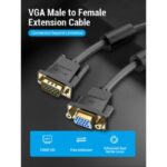 Cable Alargador SVGA Vention DAGBH/ VGA Macho - VGA Hembra/ 2m/ Negro