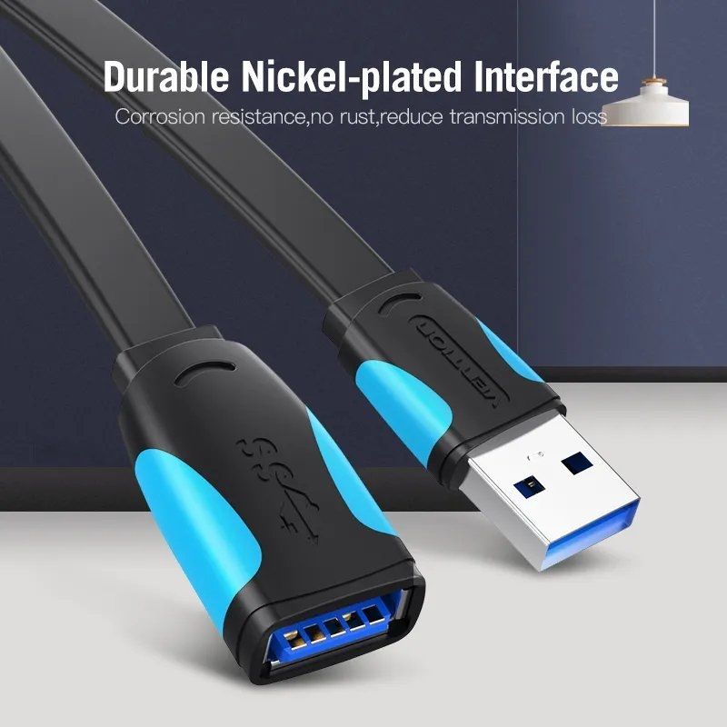 Cable Alargador USB 3.0 Vention VAS-A13-B300/ USB Macho - USB Hembra/ 5Gbps/ 3m/ Negro y Azul