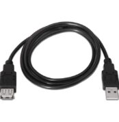 Cable Alargador USB 2.0 Aisens A101-0016/ USB Macho - USB Hembra/ Hasta 2.5W/ 60Mbps/ 1.8m/ Negro