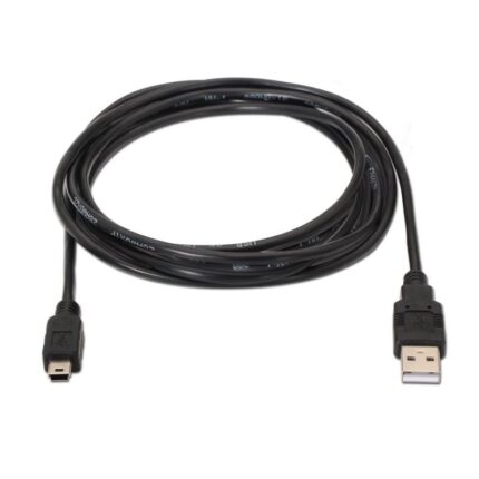 Cable USB 2.0 Aisens A101-0026/ USB Macho - USB Mini Macho/ Hasta 2.5W/ 60Mbps/ 3m/ Negro