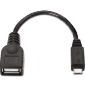 Cable USB 2.0 Aisens A101-0031/ MicroUSB Macho - USB Hembra/ Hasta 2.5W/ 60Mbps/ 15cm/ Negro