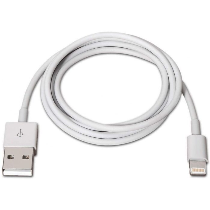 Cable USB 2.0 Lightning Aisens A102-0035/ USB Macho - Lightning Macho/ Hasta 2.5W/ 60Mbps/ 1m/ Blanco