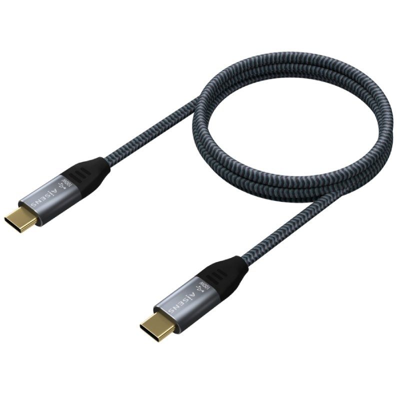 Cable USB 3.2 Tipo-C Aisens A107-0672 20GBPS 100W/ USB Tipo-C Macho - USB Tipo-C Macho/ Hasta 100W/ 2500Mbps/ 1.5m/ Gris