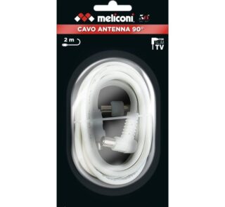 Cable de Antena TV 90º Meliconi ANT2M90/ Coaxial 9.5mm Macho - Coaxial 9.5mm Hembra/ 2m