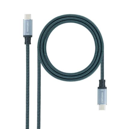 Cable USB 3.2 Tipo-C Nanocable 10.01.4103-COMB/ USB Tipo-C Macho - USB Tipo-C Macho/ Hasta 100W/ 20Gbps/ 3m/ Gris y Negro
