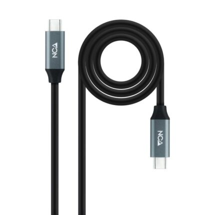 Cable USB 3.2 Tipo-C Nanocable 10.01.4301 5A 100W/ USB Tipo-C Macho - USB Tipo-C Macho/ 1m/ Gris y Negro