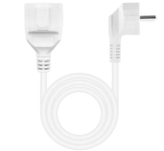 Cable Alargador de Corriente Nanocable 10.22.0605-W/ Schuko Hembra - Schuko Macho/ 5m/ Blanco