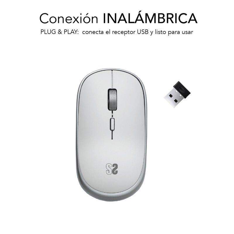 Ratón Mini Inalámbrico Subblim Wireless Mini/ Hasta 1600 DPI/ Plata