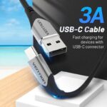 Cable USB 2.0 Tipo-C Vention CODHD/ USB Tipo-C Macho - USB Macho/ Hasta 60W/ 480Mbps/ 50cm/ Gris