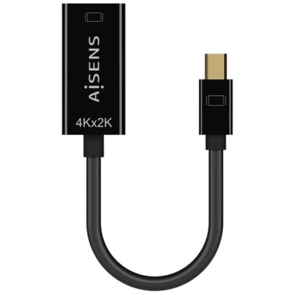 Cable Conversor Aisens A125-0643/ Mini DisplayPort Macho - HDMI Hembra/ Hasta 5W/ 2300Mbps/ 15cm/ Negro