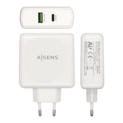 Cargador de Pared Aisens ASCH-2PD30QC-W/ 1xUSB Tipo-C/ 1x USB/ 48W