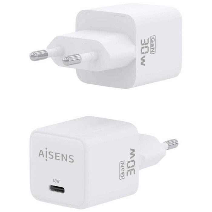 Cargador Gan de Pared Aisens ASCH-30W1P035-W/ 1xUSB Tipo-C/ 30W