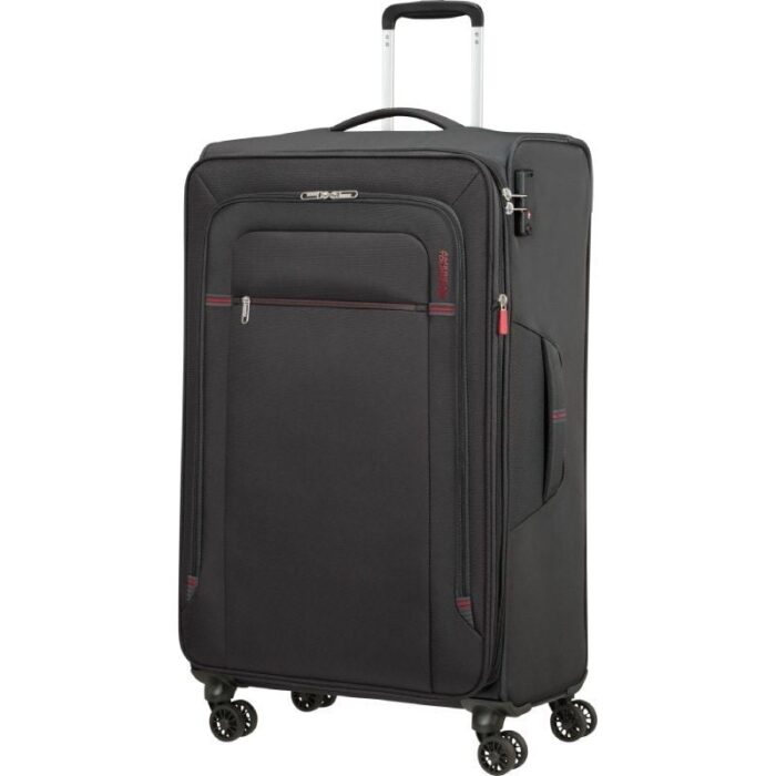 Maleta Mediana American Tourister Crosstrack Spinner Expansible 79cm/ 79x46.5x30.5cm/ 4 Ruedas/ Gris y Rojo