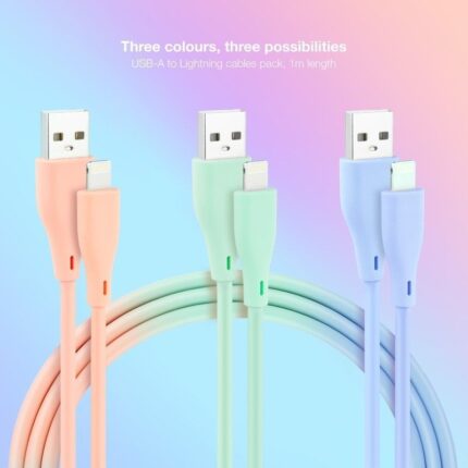 Cables USB 2.0 Lightning Nanocable 10.10.0401-A1/ USB Macho - Lightning Macho/ 1m/ 3 Unidades/ Rosa