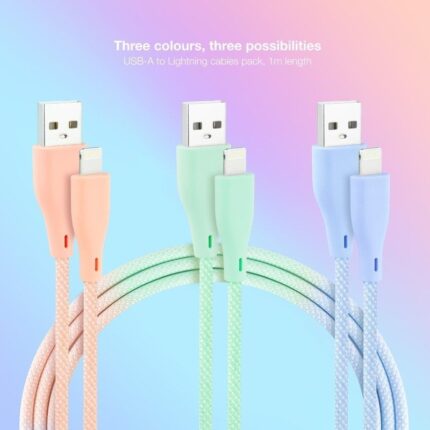 Cables USB 2.0 Lightning Nanocable 10.10.0401-CO1/ USB Macho - Lightning Macho/ 1m/ 3 Unidades/ Rosa