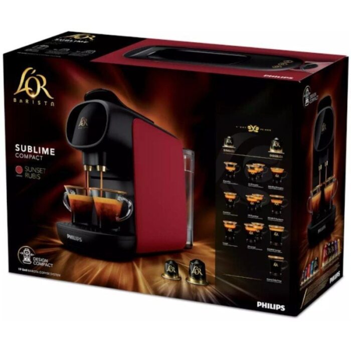 Cafetera de Cápsulas Philips L'Or Barista Sublime LM9012/55/ Compatible cápsulas Nespresso y L'OR/ Negra y Roja/ Incluye 50 Cápsulas