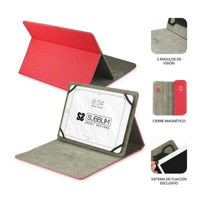 Funda Subblim Clever Stand para Tablets de 9"-10.1"/ Roja