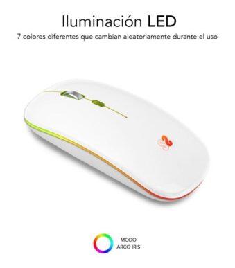 Ratón Inalámbrico por Bluetooth Subblim LED Dual Flat/ Batería recargable/ Hasta 1600 DPI/ Blanco