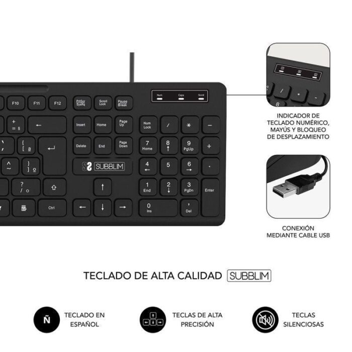 Teclado y Ratón Subblim Combo Business Slim CSSK01/ Negro