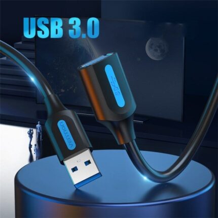 Cable Alargador USB 3.0 Vention CBHBH/ USB Macho - USB Hembra/ 5Gbps/ 2m/ Negro