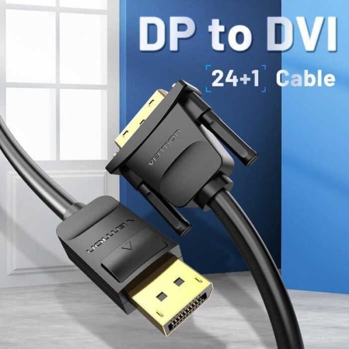 Cable Conversor Vention HAFBH/ DisplayPort Macho - DVI Macho/ 2m/ Negro