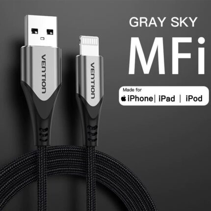 Cable USB 2.0 Lightning Vention LABHH/ USB Macho - Lightning Macho/ Hasta 12W/ 480Mbps/ 2m/ Gris