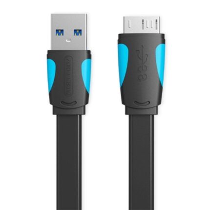 Cable USB 3.0 Vention VAS-A12-B025/ MicroUSB Macho - USB Macho/ 10W/ 5Gbps/ 25cm/ Azul y Negro