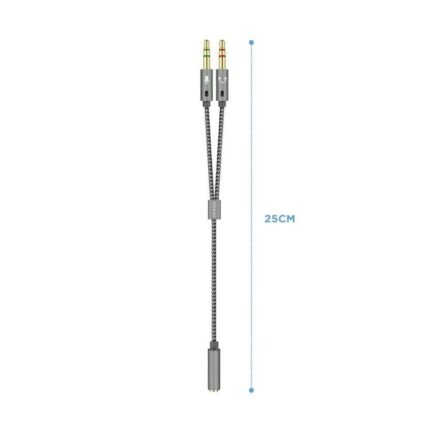 Adaptador Aisens A128-0417/ Jack 3.5 Hembra - 2x Jack 3.5 Macho/ 25cm/ Gris