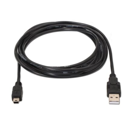 Cable USB 2.0 Aisens A101-0026/ USB Macho - MiniUSB Macho/ Hasta 2.5W/ 60Mbps/ 3m/ Negro