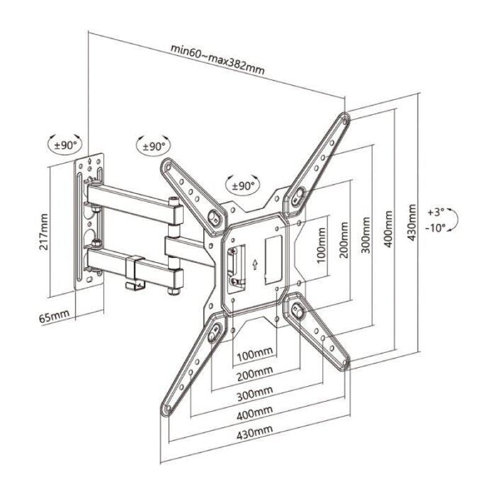 Soporte de Pared Giratorio/ Inclinable/ Aisens WT55TSE-153 para TV de 23-55"/ hasta 30kg