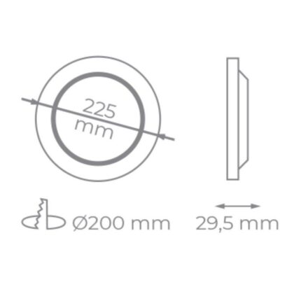 Downlight Iglux IG-54-18W-F/ Circular/ Ø225 x 29.5mm/ Potencia 18W/ 1720 Lúmenes/ 6000ºK/ Blanco