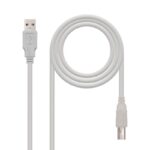 Cable USB 2.0 Impresora Nanocable 10.01.0104/ USB Tipo-B Macho - USB Macho/ 3m/ Beige