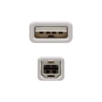 Cable USB 2.0 Impresora Nanocable 10.01.0104/ USB Tipo-B Macho - USB Macho/ 3m/ Beige