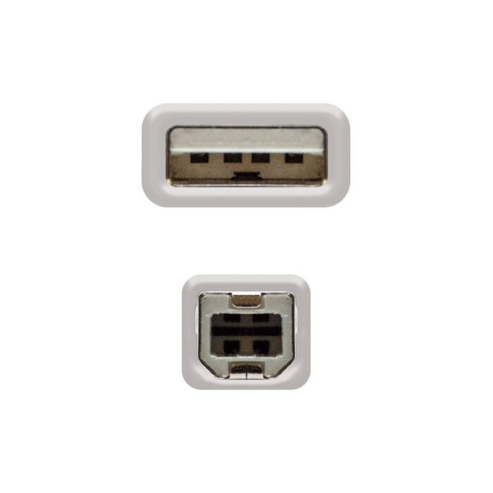 Cable USB 2.0 Impresora Nanocable 10.01.0104/ USB Tipo-B Macho - USB Macho/ 3m/ Beige