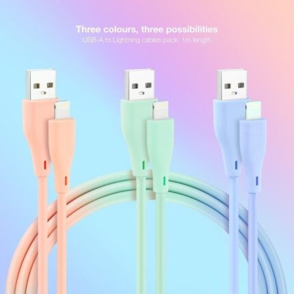 Cables USB 2.0 Lightning Nanocable 10.10.0401-A1/ USB Macho - Lightning Macho/ 1m/ 3 Unidades/ Rosa