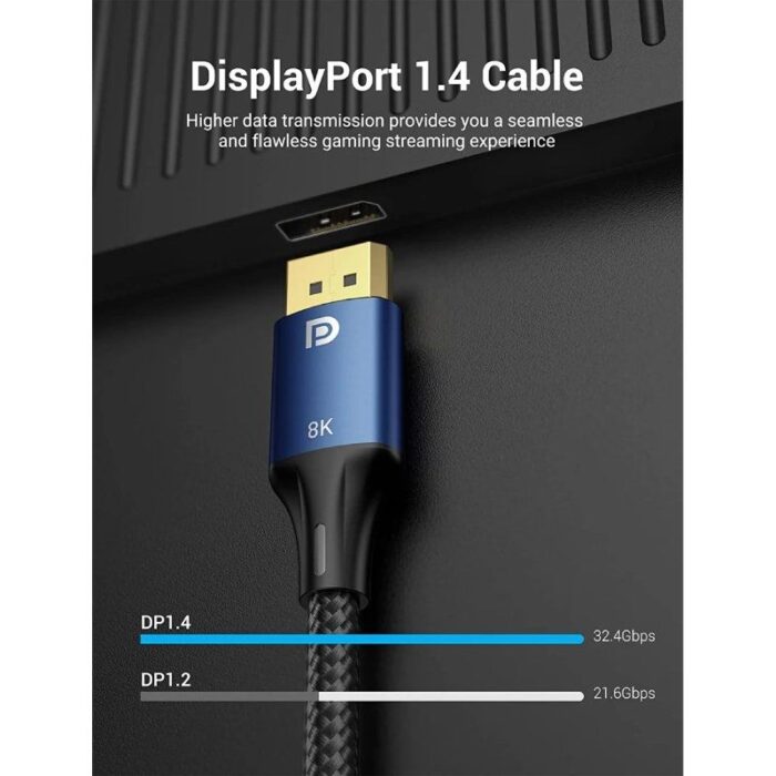 Cable Vention HCELF/ DisplayPort Macho - DisplayPort 8K Macho/ 1m/ Azul