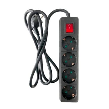 Regleta con interruptor 3GO REG4/ 4 Tomas de corriente/ Cable 1.7m/ Negra