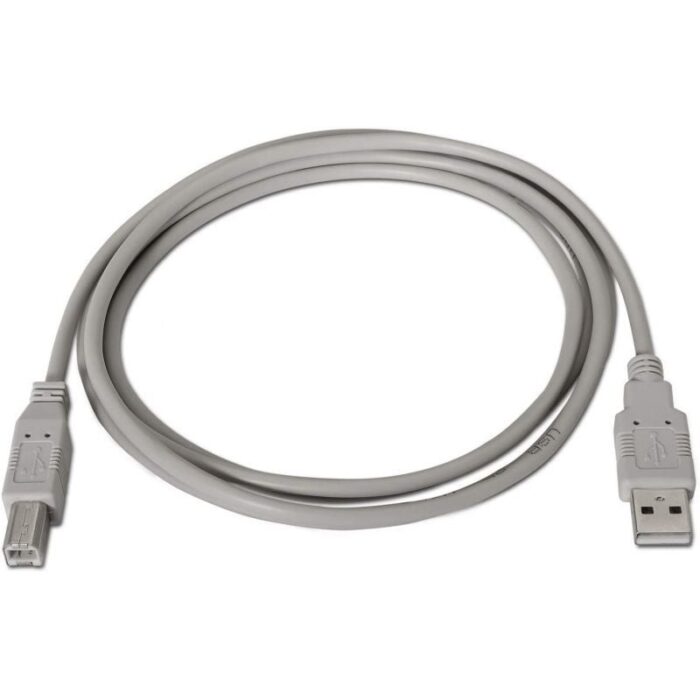 Cable USB 2.0 Impresora Aisens A101-0002/ USB Tipo-B Macho - USB Macho/ Hasta 2.5W/ 60Mbps/ 1.8m/ Beige