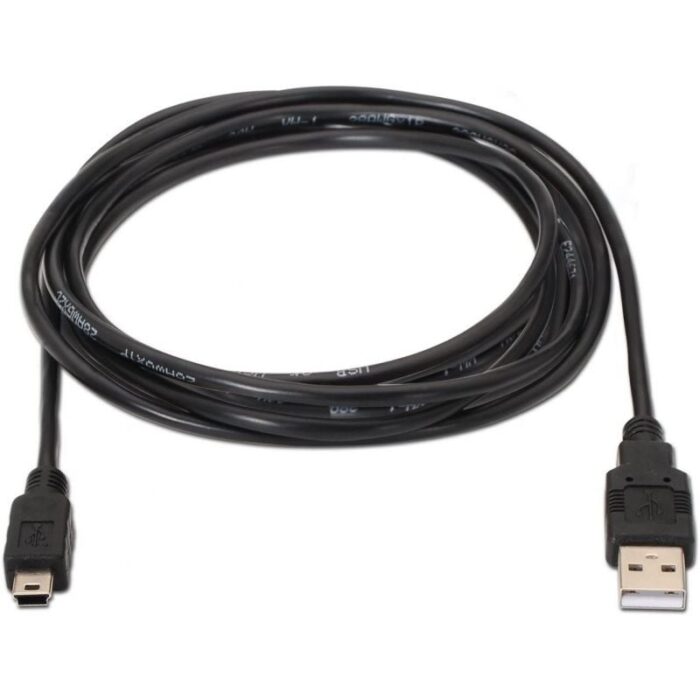 Cable USB 2.0 Aisens A101-0023/ USB Macho - USB Mini Macho/ Hasta 2.5W/ 60Mbps/ 50cm/ Negro